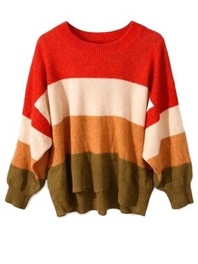 A New Day Colorblock Sweater Oversized Crew Neck Knit Pullover XL